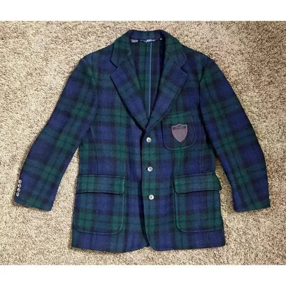 Vintage 1980's Plaid Wool Blazer from POLO by Ralph Lauren size M-L Tartan